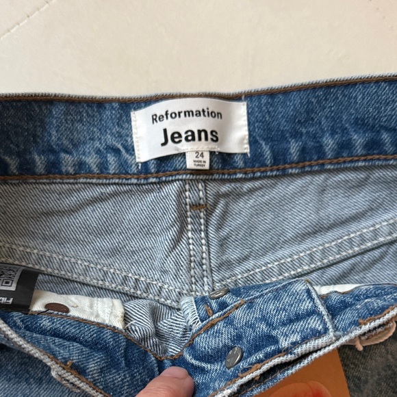 Reformation Women's Blue Denim Shorts size 24 - Picture 3 of 9